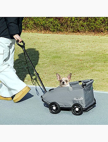 Poussette chien chariot 4 roues pliable avec poignée multidirectionnelle