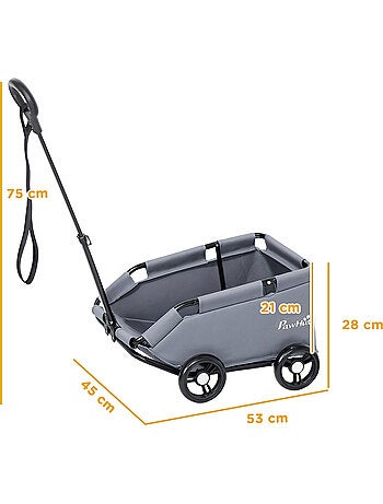 Poussette chien chariot 4 roues pliable avec poignée multidirectionnelle