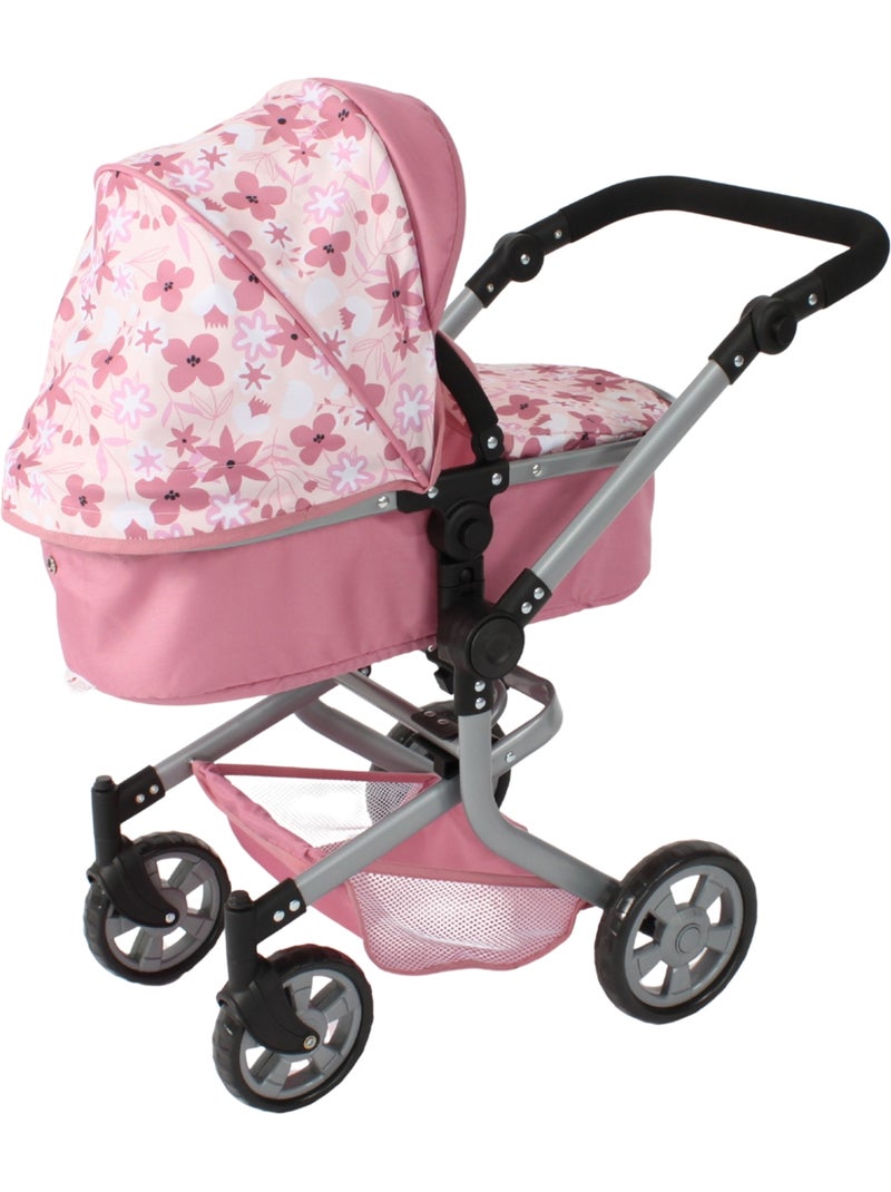 Poussette combiné mika fleurs pour poupée Rose - Kiabi