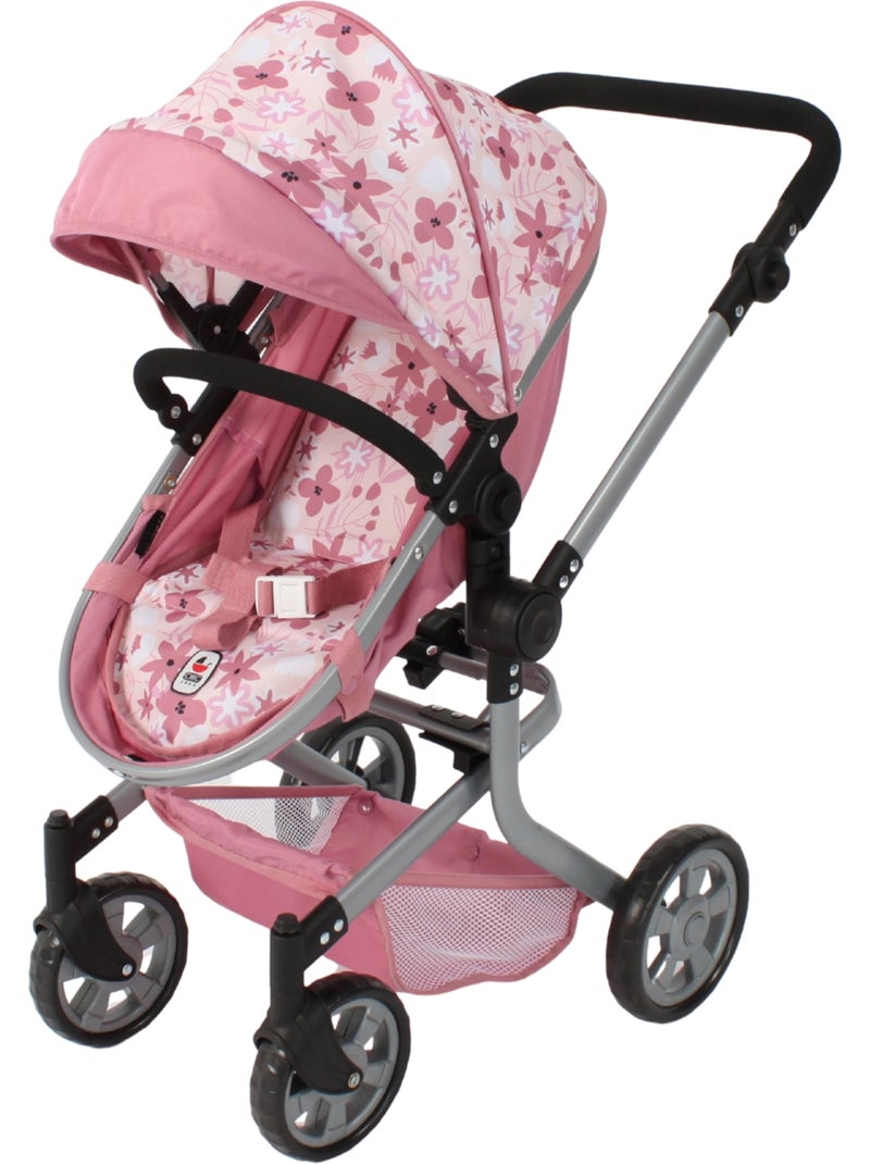 Poussette combiné mika fleurs pour poupée Rose - Kiabi