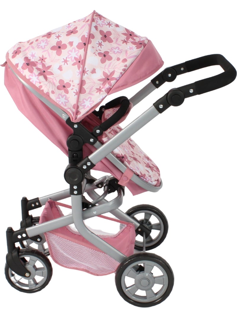 Poussette combiné mika fleurs pour poupée Rose - Kiabi