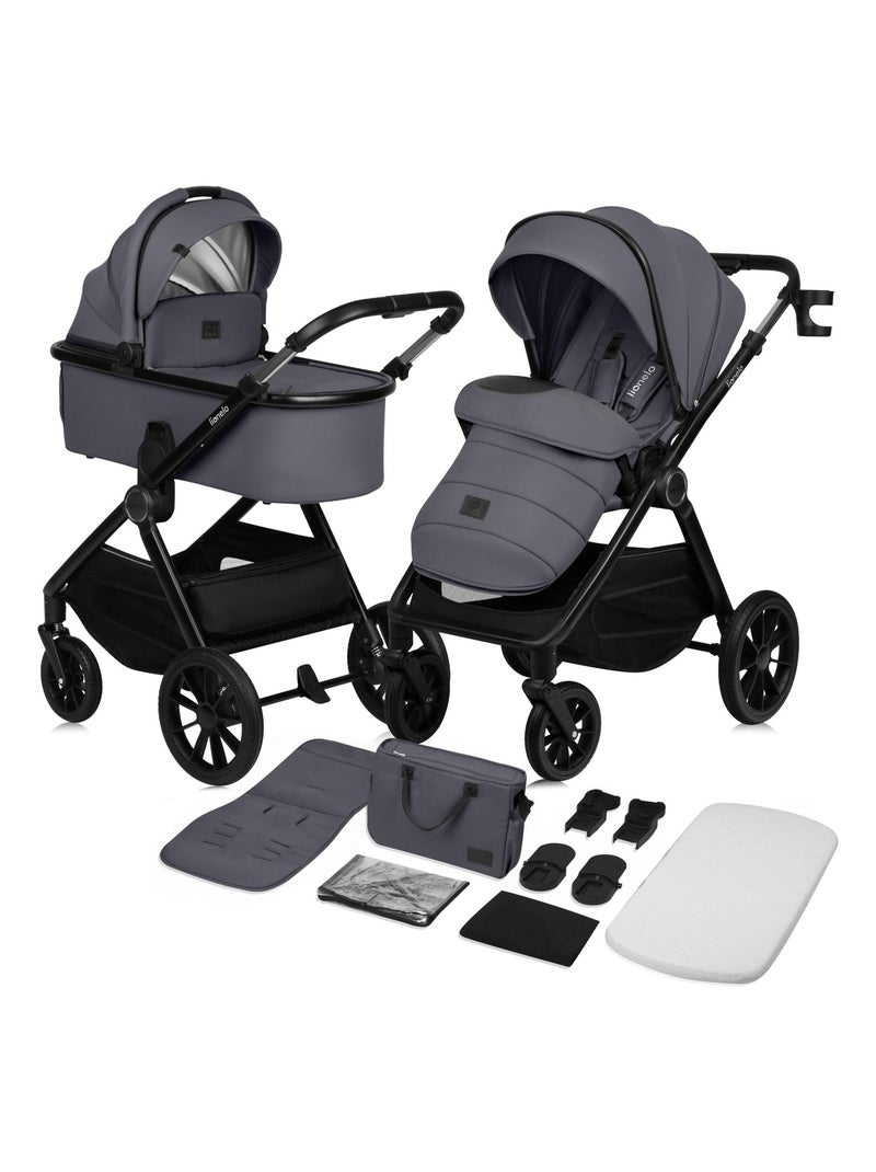 Poussette combinée 2en1 LIONELO Layla - Jusqu'à 22kg - Pack poussette, Nacelle, sac et accessoires Gris - Kiabi