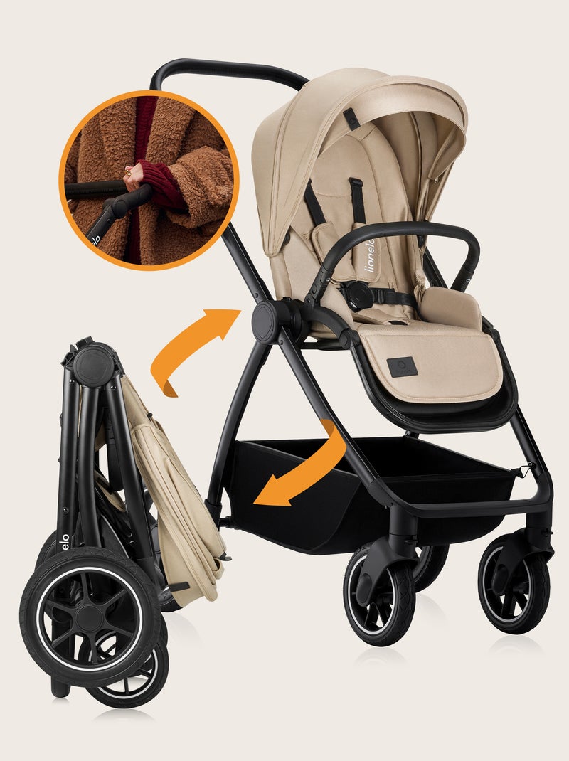 Poussette combinée 2en1 LIONELO Meril - Jusqu'à 22kg - Pack poussette, Nacelle, sac et accessoires Beige - Kiabi