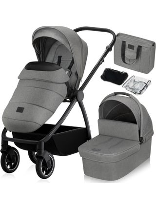 Poussette combinée 2en1 LIONELO Meril - Jusqu'à 22kg - Pack poussette, Nacelle, sac et accessoires