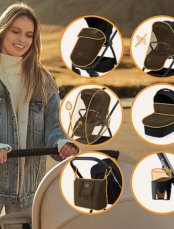 Poussette combinée 2en1 LIONELO Meril - Jusqu'à 22kg - Pack poussette, Nacelle, sac et accessoires