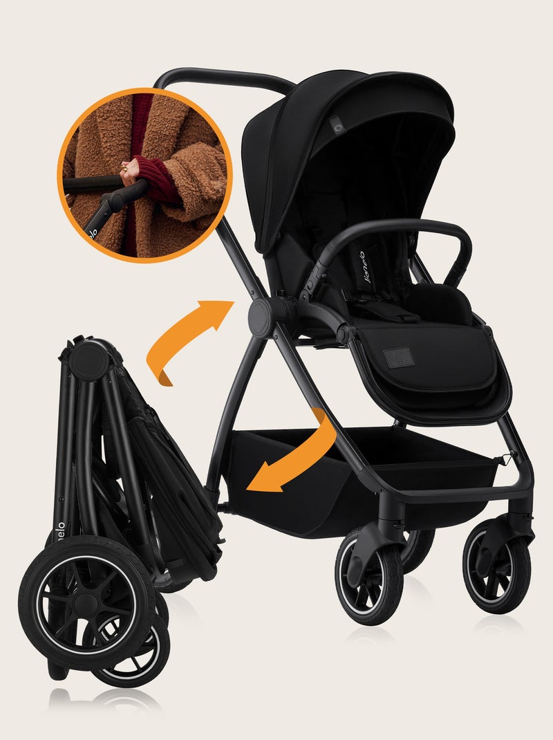 Poussette combinée 2en1 LIONELO Meril - Jusqu'à 22kg - Pack poussette, Nacelle, sac et accessoires Noir - Kiabi