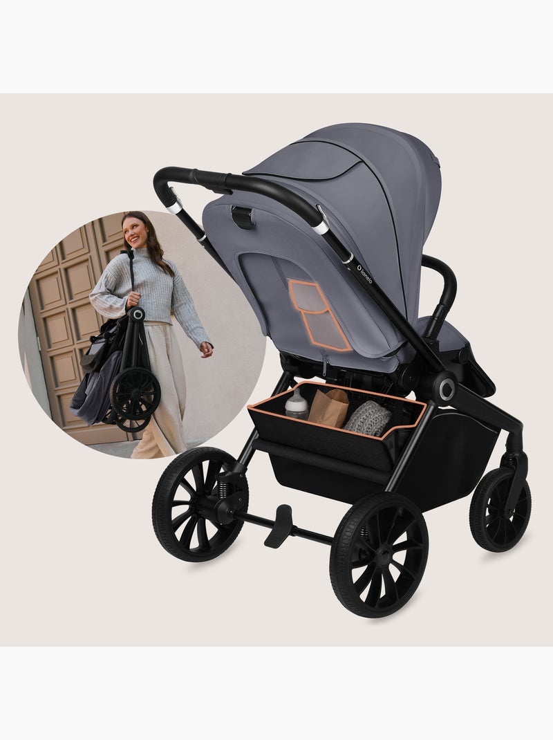 Poussette combinée 2en1 LIONELO Mika Plus - Pack poussette, Nacelle - Accessoires Gris - Kiabi