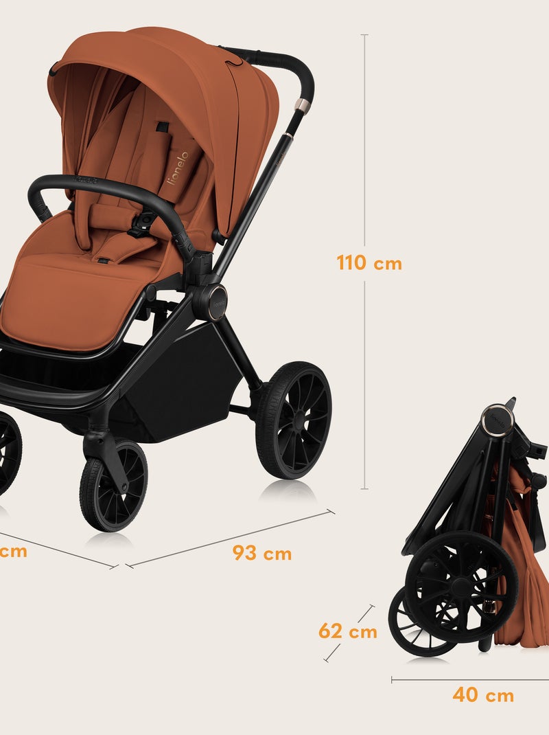 Poussette combinée 2en1 LIONELO Mika Plus - Pack poussette, Nacelle - Accessoires Marron - Kiabi