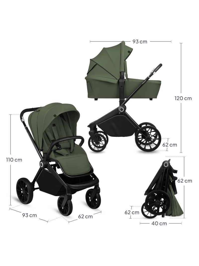 Poussette combinée 2en1 LIONELO Mika Plus - Pack poussette, Nacelle - Accessoires Vert - Kiabi