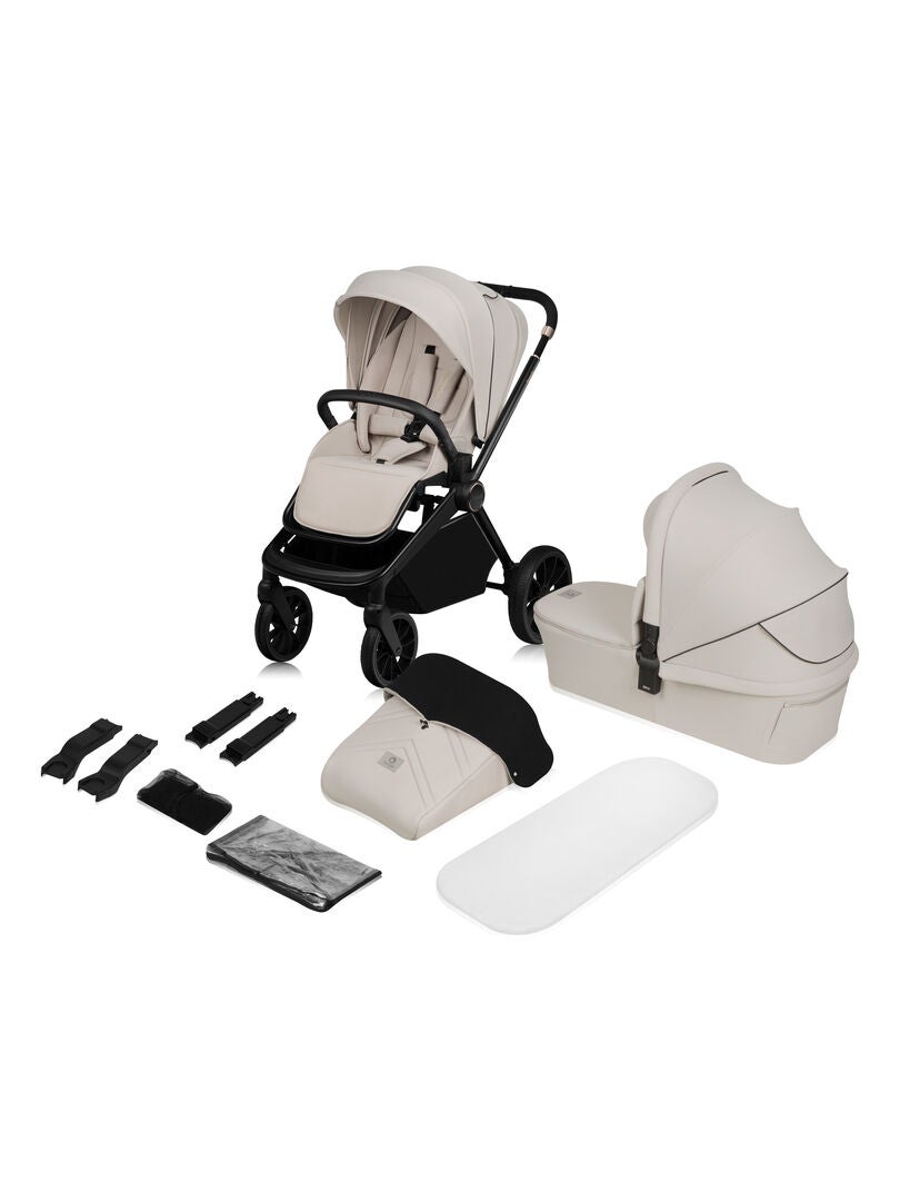 Poussette combinée 2en1 LIONELO Mika Plus - Pack poussette, Nacelle, sac et accessoires Beige - Kiabi