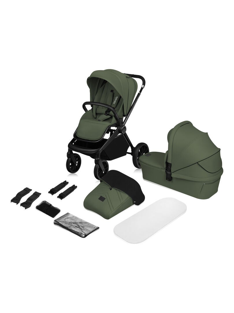 Poussette combinée 2en1 LIONELO Mika Plus - Pack poussette, Nacelle, sac et accessoires Vert - Kiabi