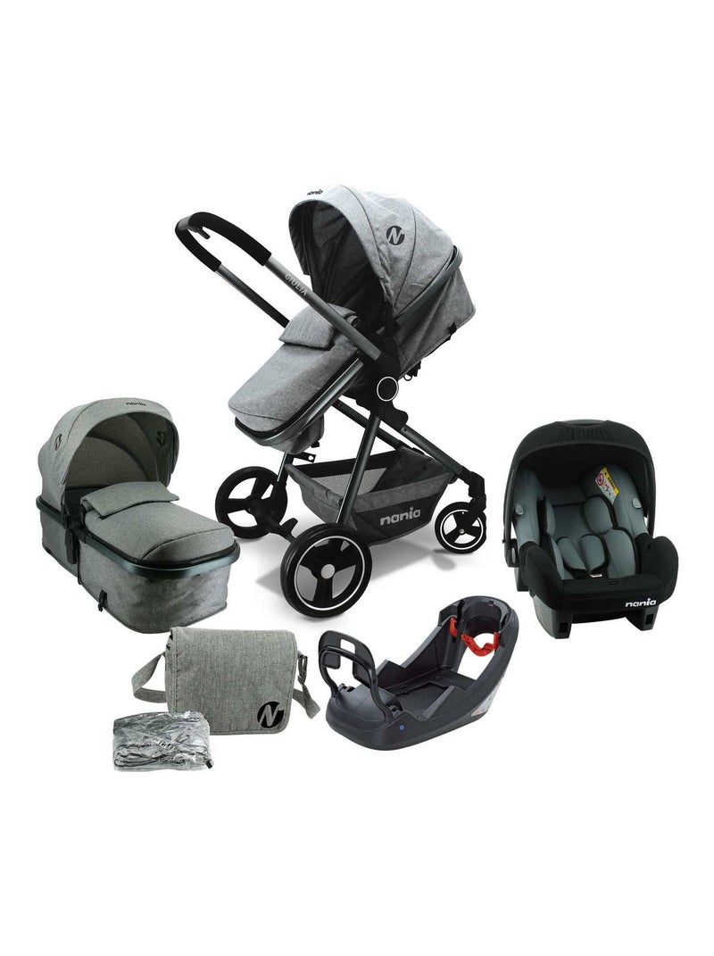 Poussette Combinée 3 En 1 Giulia - Beone grp 0+ Sac À Langer, Habillage Pluie Nania et Base gris anthracite - Kiabi