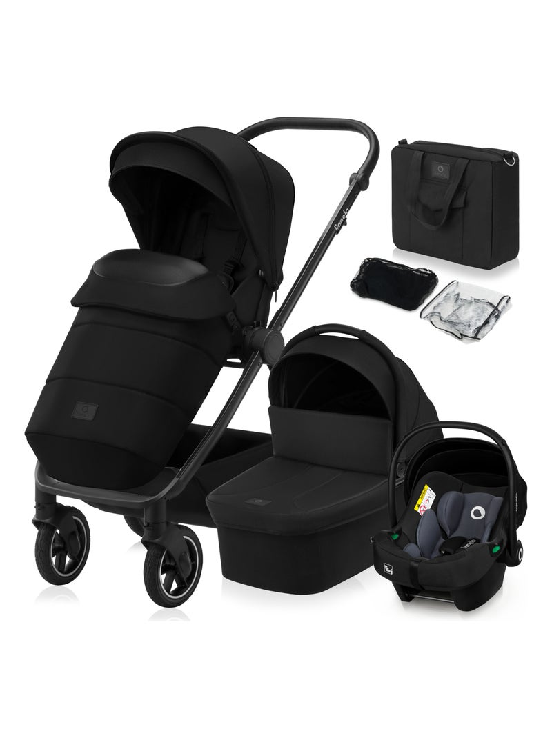 Poussette combinée 3en1 LIONELO Meril - Pack poussette, Nacelle, Siege auto, sac et accessoires Noir - Kiabi