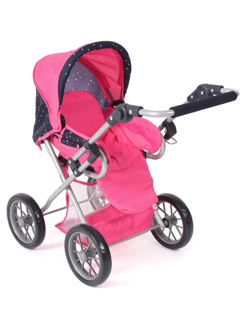 Poussette combinée Leni Rose bleu marine avec pois Rose - Kiabi