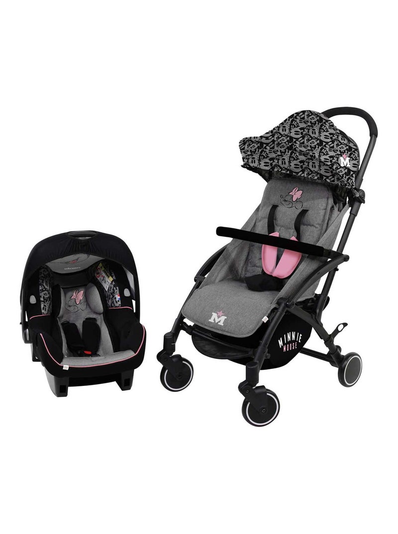 Poussette Combinée Lili 0/36m+ Siège Auto Beone Groupe 0+ (4 Étoiles Adac) Rose - Kiabi