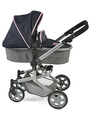 Poussette combinée Mika, gris - bleu foncé