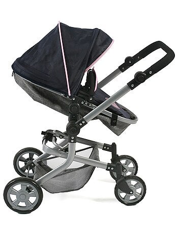 Poussette combinée Mika, gris - bleu foncé