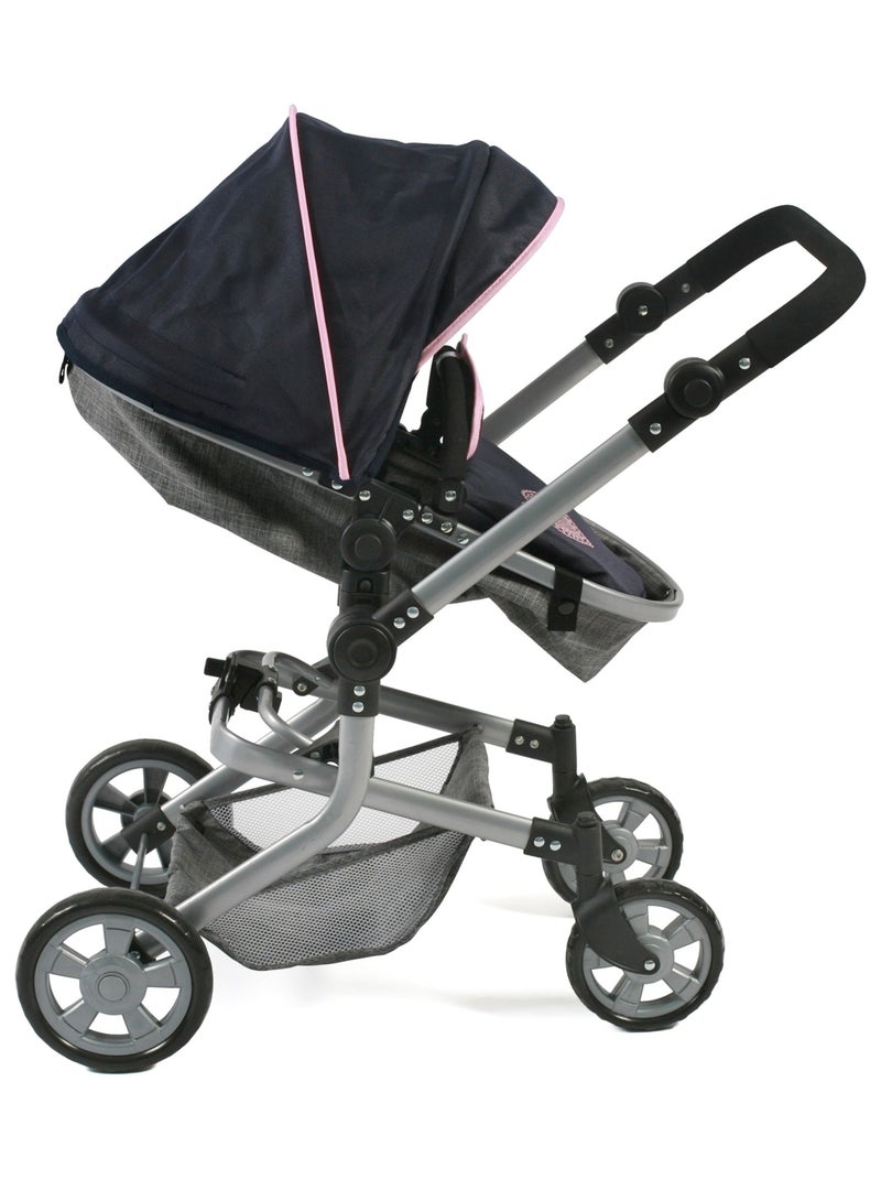 Poussette combinée Mika, gris - bleu foncé Bleu - Kiabi