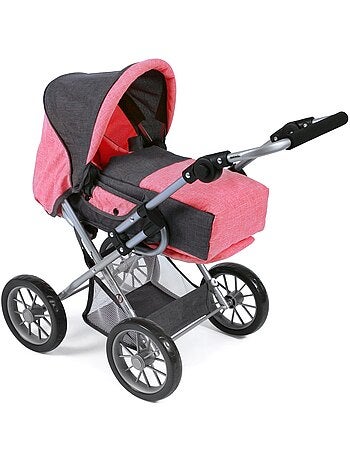 Poussette combinée pour poupée LENI, anthracite - rose