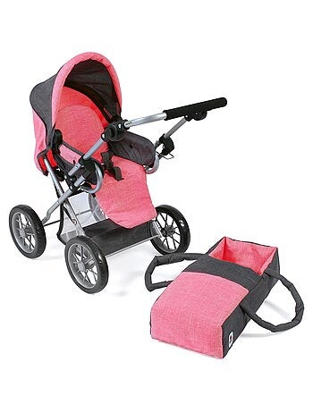 Poussette combinée pour poupée LENI, anthracite - rose