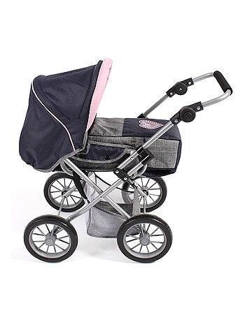 Poussette combinée pour poupée LENI, bleu marine - gris