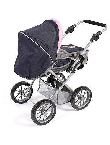 Poussette combinée pour poupée LENI, bleu marine - gris