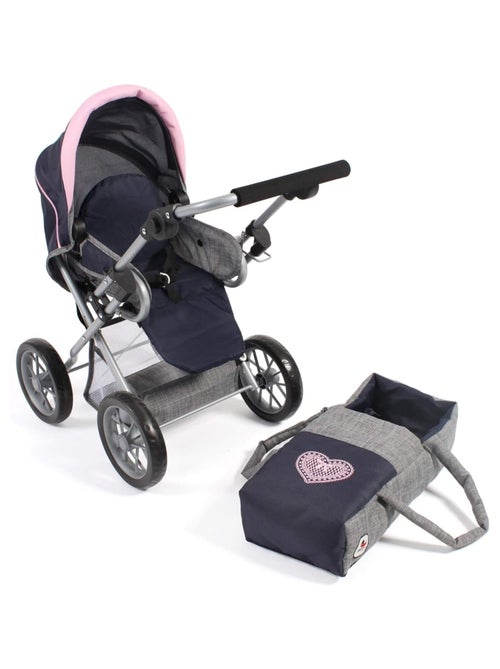 Poussette combinée pour poupée LENI, bleu marine - gris - Kiabi