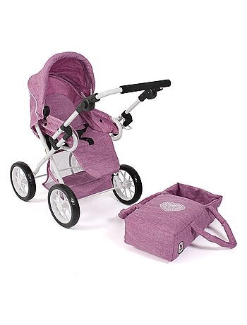 Poussette combinée pour poupée LENI Jean rose