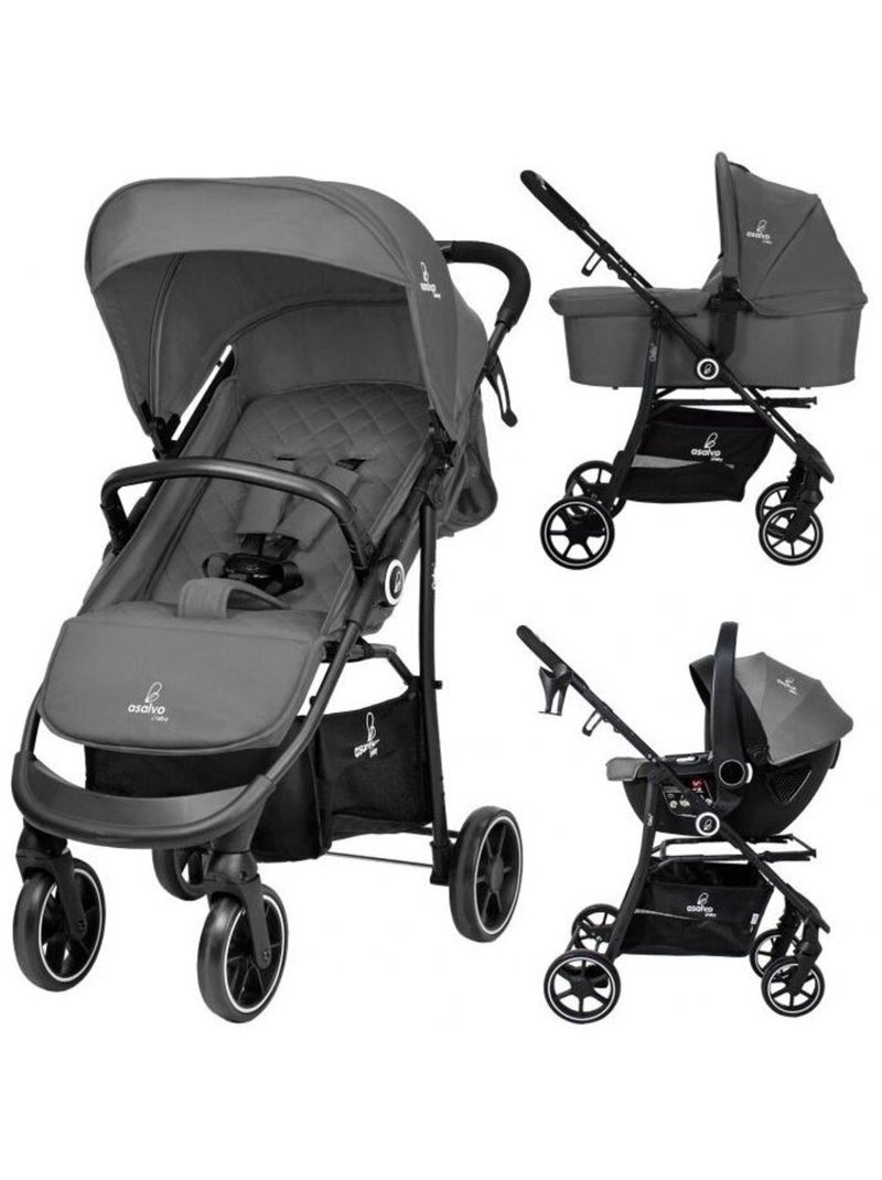 Poussette combinée trio 3 en 1 - Pack poussette, nacelle, siège auto 0+ - Oslo 2 Gris - Kiabi