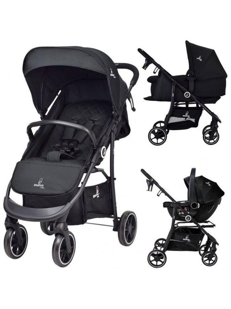 Poussette combinée trio 3 en 1 - Pack poussette, nacelle, siège auto 0+ - Oslo 2 Noir - Kiabi