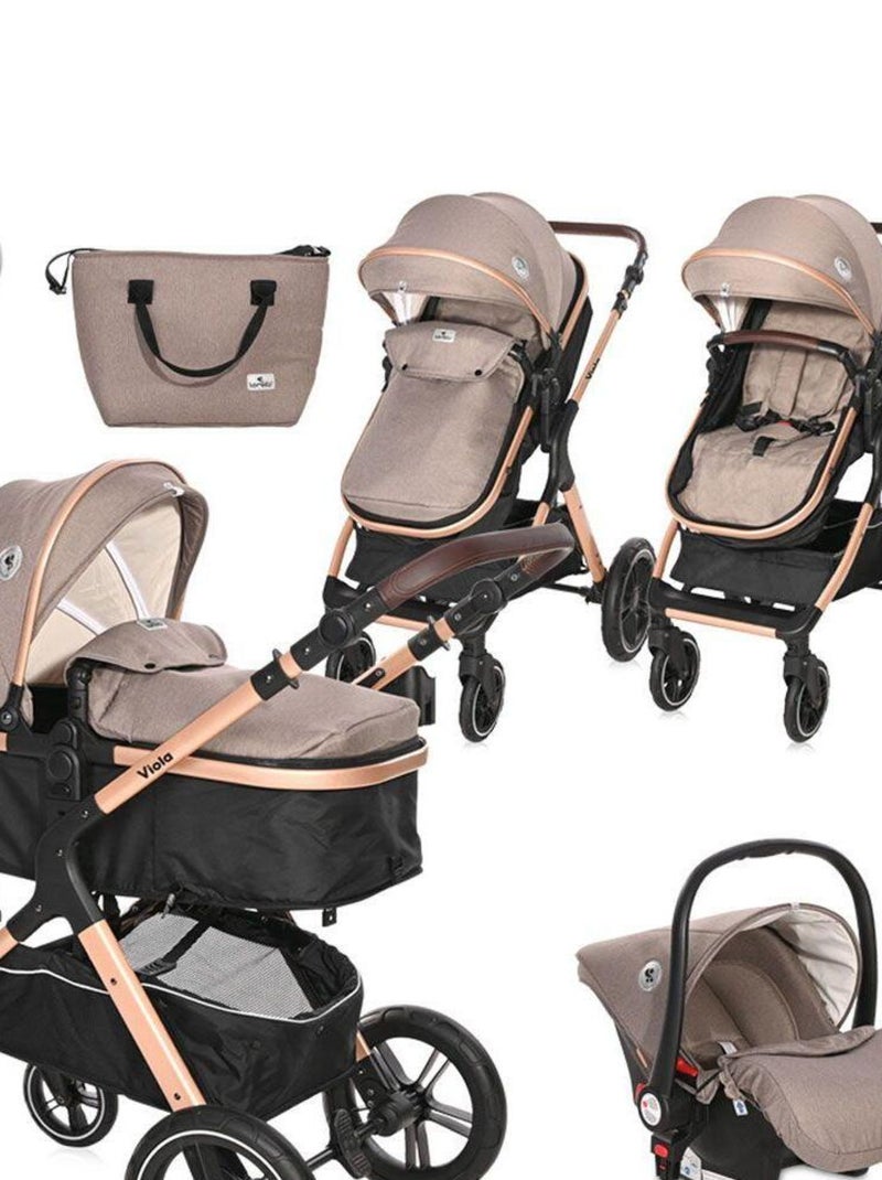 Poussette combinée trio 3 en 1 - siège auto 0m – nacelle - 0-22kg  – Viola – beige Beige - Kiabi