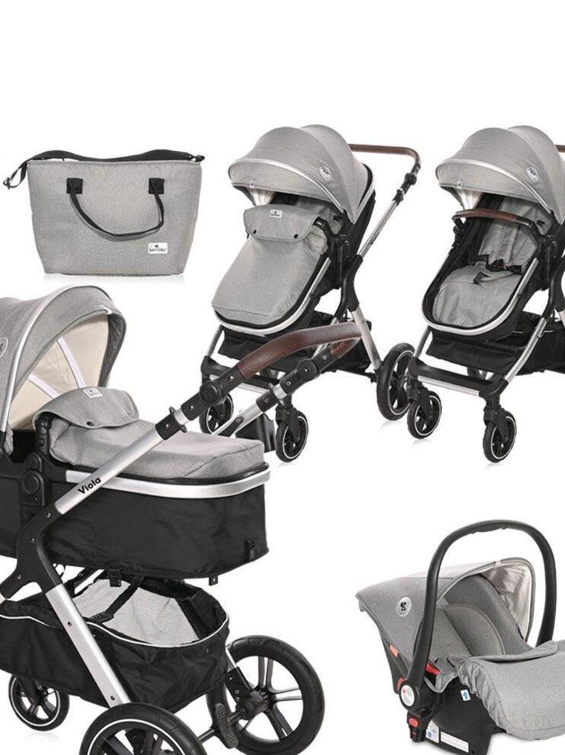 Poussette combinée trio 3 en 1 - siège auto 0m – nacelle - 0-22kg  – Viola – gris Gris - Kiabi