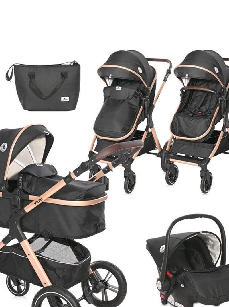Poussette combinée trio 3 en 1 - siège auto 0m – nacelle - 0-22kg  – Viola – noir Noir - Kiabi