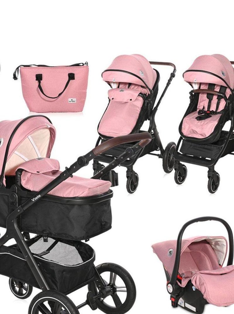 Poussette combinée trio 3 en 1 - siège auto 0m – nacelle - 0-22kg  – Viola – rose Rose - Kiabi