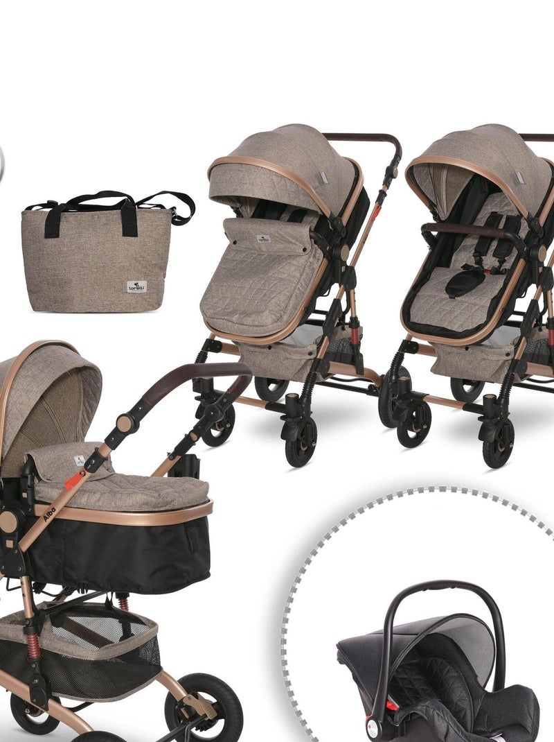Poussette combinée trio 3 en 1 - siège auto 0m – nacelle – Alba – beige Beige - Kiabi