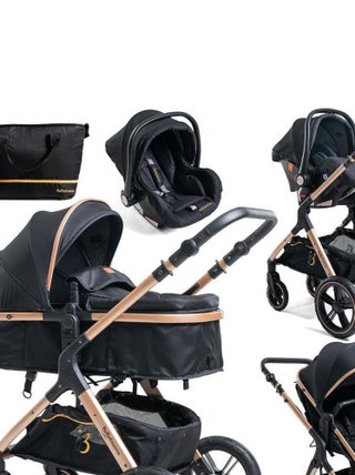 Poussette combinée trio 3 en 1 - siège auto 0m – nacelle –  jusqu’à 22kg  - noir - Premium