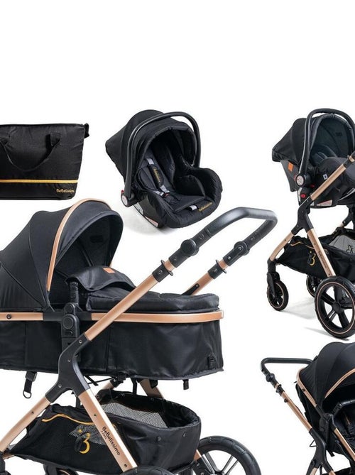 Poussette combinée trio 3 en 1 - siège auto 0m – nacelle –  jusqu’à 22kg  - noir - Premium - Kiabi