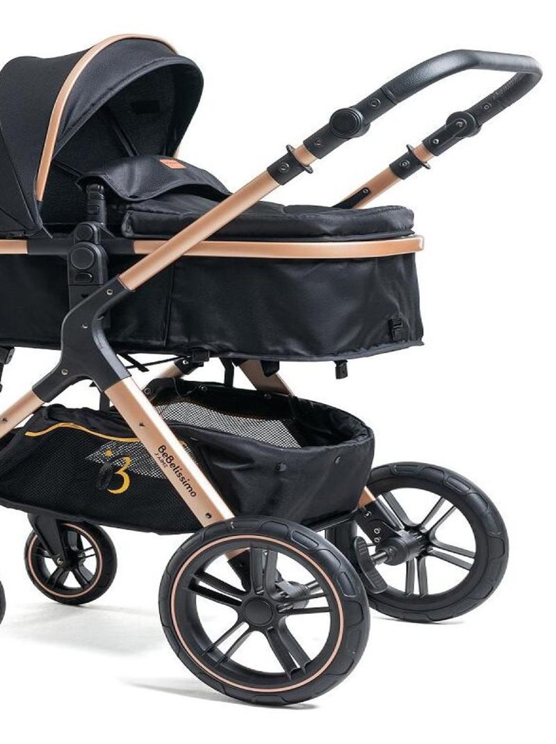 Poussette combinée trio 3 en 1 - siège auto 0m – nacelle –  jusqu’à 22kg  - noir - Premium Noir - Kiabi