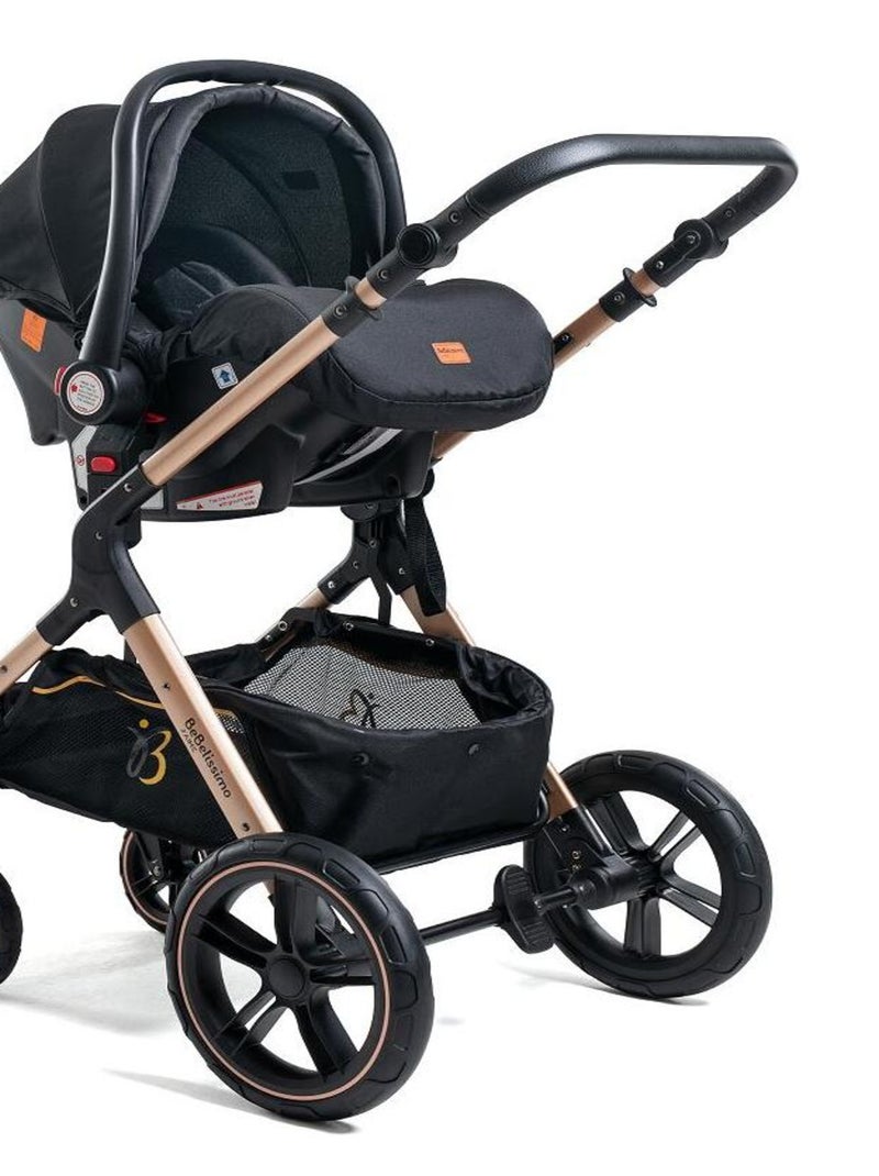 Poussette combinée trio 3 en 1 - siège auto 0m – nacelle –  jusqu’à 22kg  - noir - Premium Noir - Kiabi