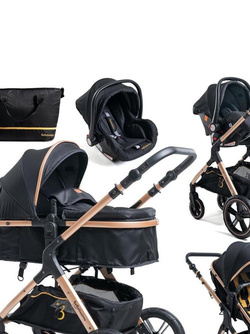 Poussette combinée trio 3 en 1 - siège auto 0m – nacelle –  jusqu’à 22kg  - Premium - Gold - Kiabi