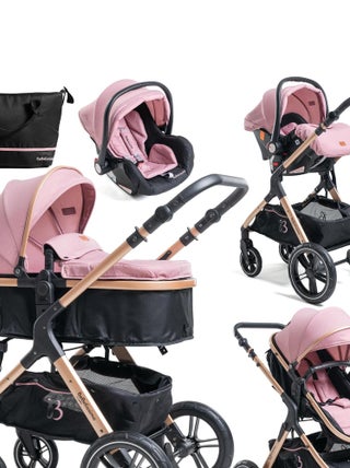 Poussette combinée trio 3 en 1 - siège auto 0m – nacelle –  jusqu’à 22kg  - rose - Premium