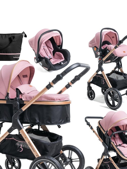 Poussette combinée trio 3 en 1 - siège auto 0m – nacelle –  jusqu’à 22kg  - rose - Premium - Kiabi