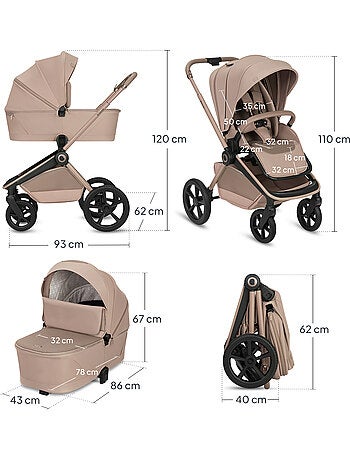 Poussette combinée trio 3 en 1 LIONELO Freya - Siège auto 0+ - Nacelle - Habillage pluie