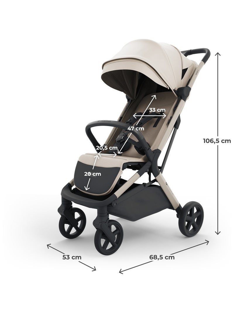 Poussette compacte autofolding avec grandes roues et suspension Beige - Kiabi