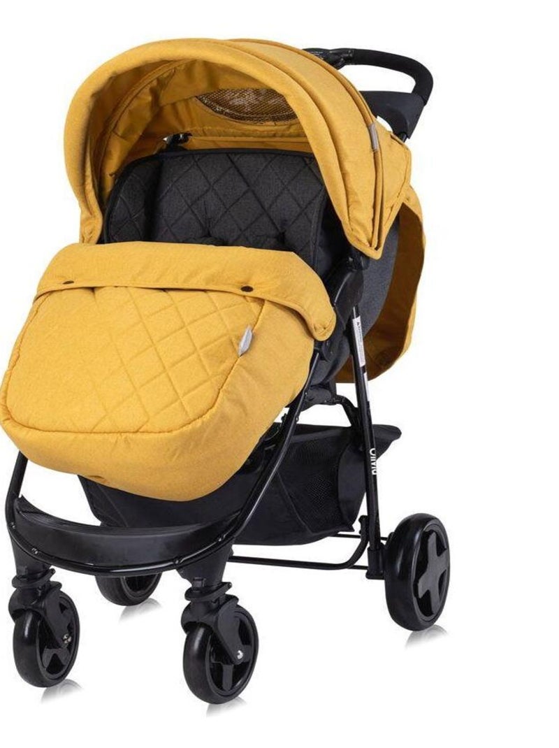 Poussette compacte citadine - canne avec couvre-jambes - Olivia  - jaune Jaune - Kiabi