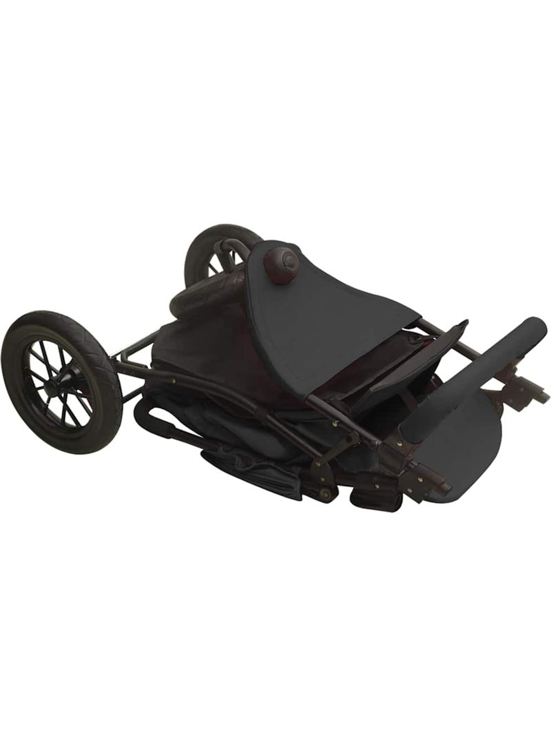 Poussette compacte en acier à pliage une main - vidaxl gris anthracite - Kiabi