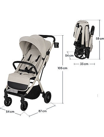 Poussette compacte LIONELO Cloe Plus - Grandes roues - Pliage automatique - Ventilation