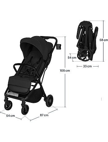 Poussette compacte LIONELO Cloe Plus - Grandes roues - Pliage automatique - Ventilation