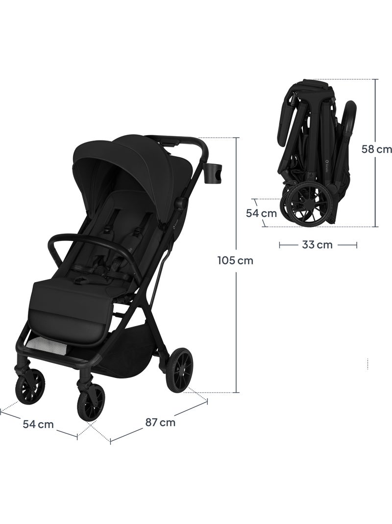 Poussette compacte LIONELO Cloe Plus - Grandes roues - Pliage automatique - Ventilation Noir - Kiabi