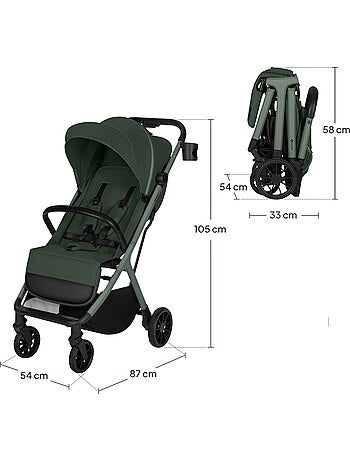Poussette compacte LIONELO Cloe Plus - Grandes roues - Pliage automatique - Ventilation